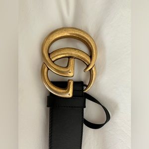GUCCI black and gold leather belt 70/28 S